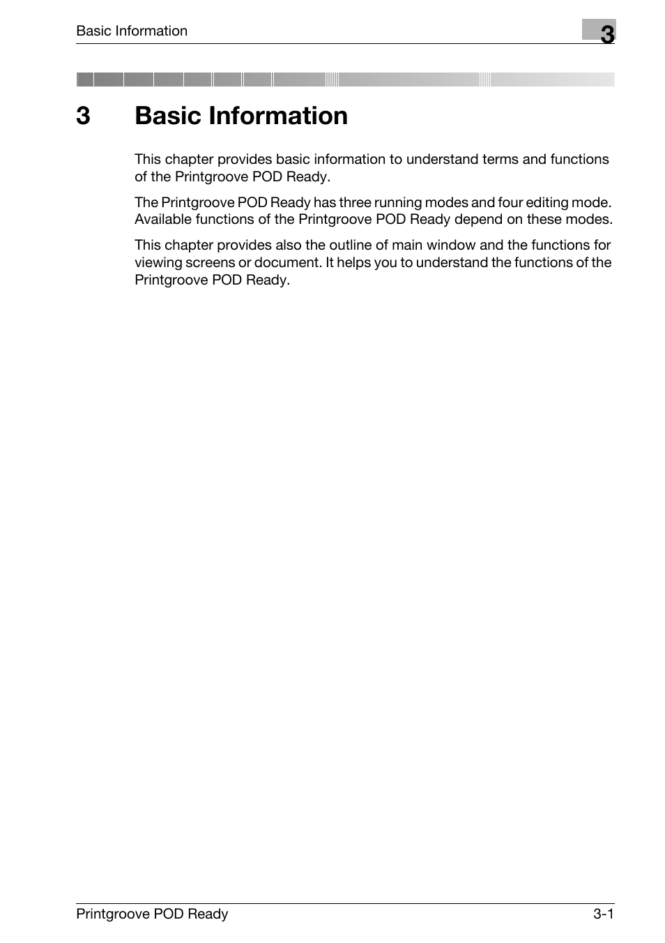 3 basic information, Basic information, 3basic information | Konica Minolta Printgroove User Manual | Page 22 / 239