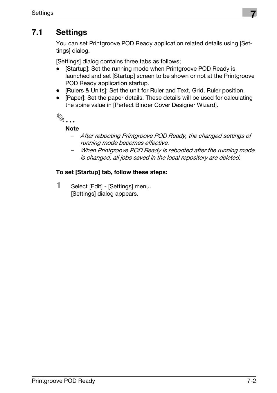 1 settings, Settings -2 | Konica Minolta Printgroove User Manual | Page 225 / 239