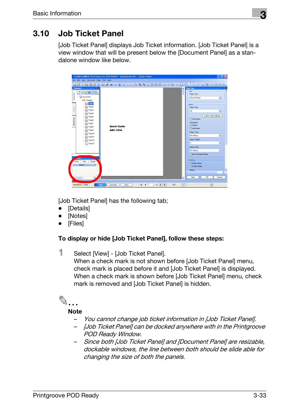 10 job ticket panel, Job ticket panel -33 | Konica Minolta Printgroove User Manual | Page 54 / 239