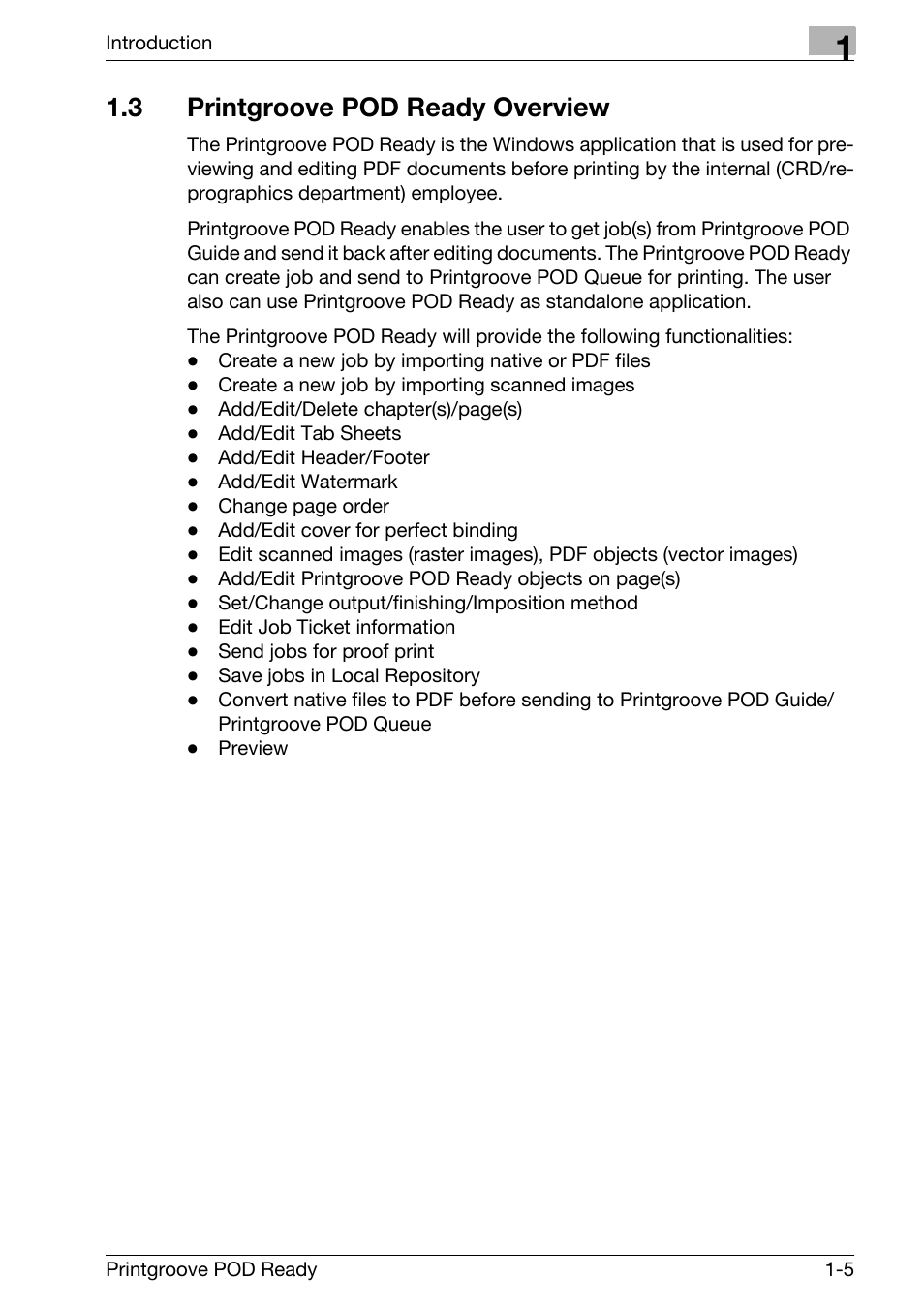 3 printgroove pod ready overview, Printgroove pod ready overview -5 | Konica Minolta Printgroove User Manual | Page 9 / 239