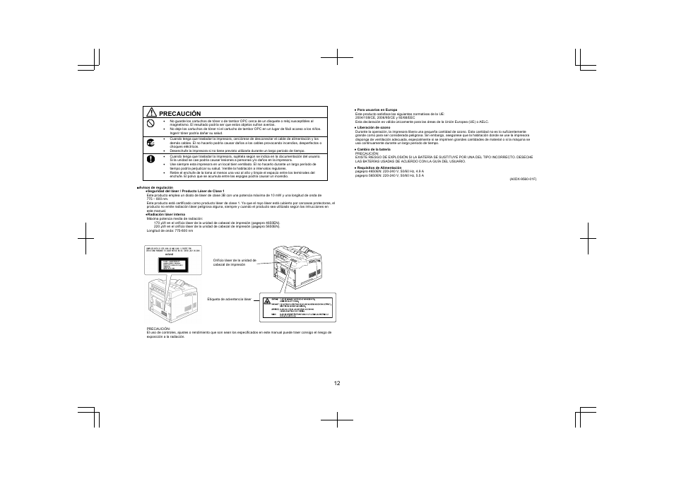 Precaución | Konica Minolta pagepro 4650 User Manual | Page 11 / 46