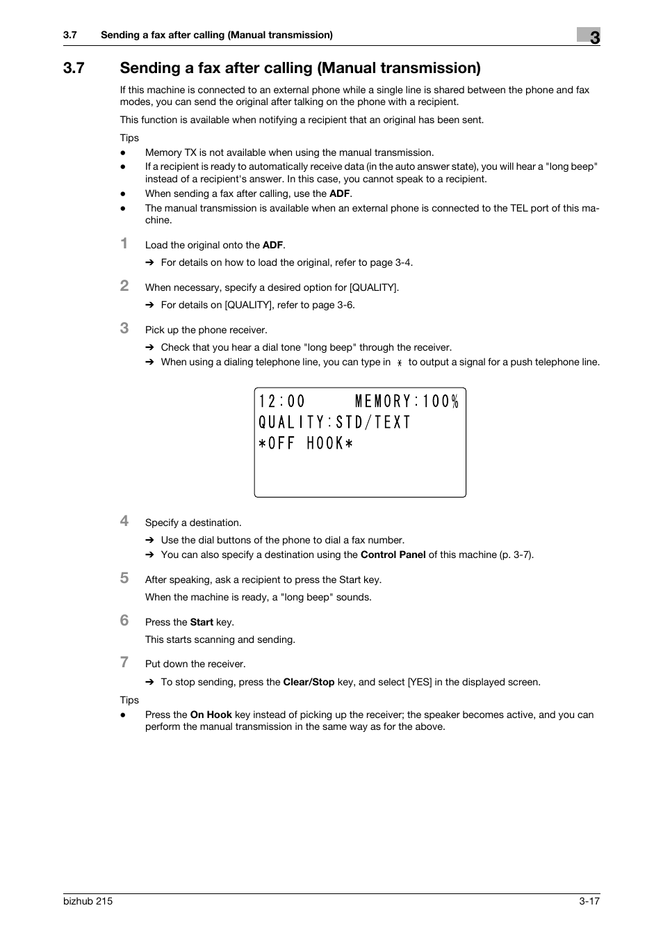 P. 3-17 | Konica Minolta Bizhub 215 User Manual | Page 43 / 166