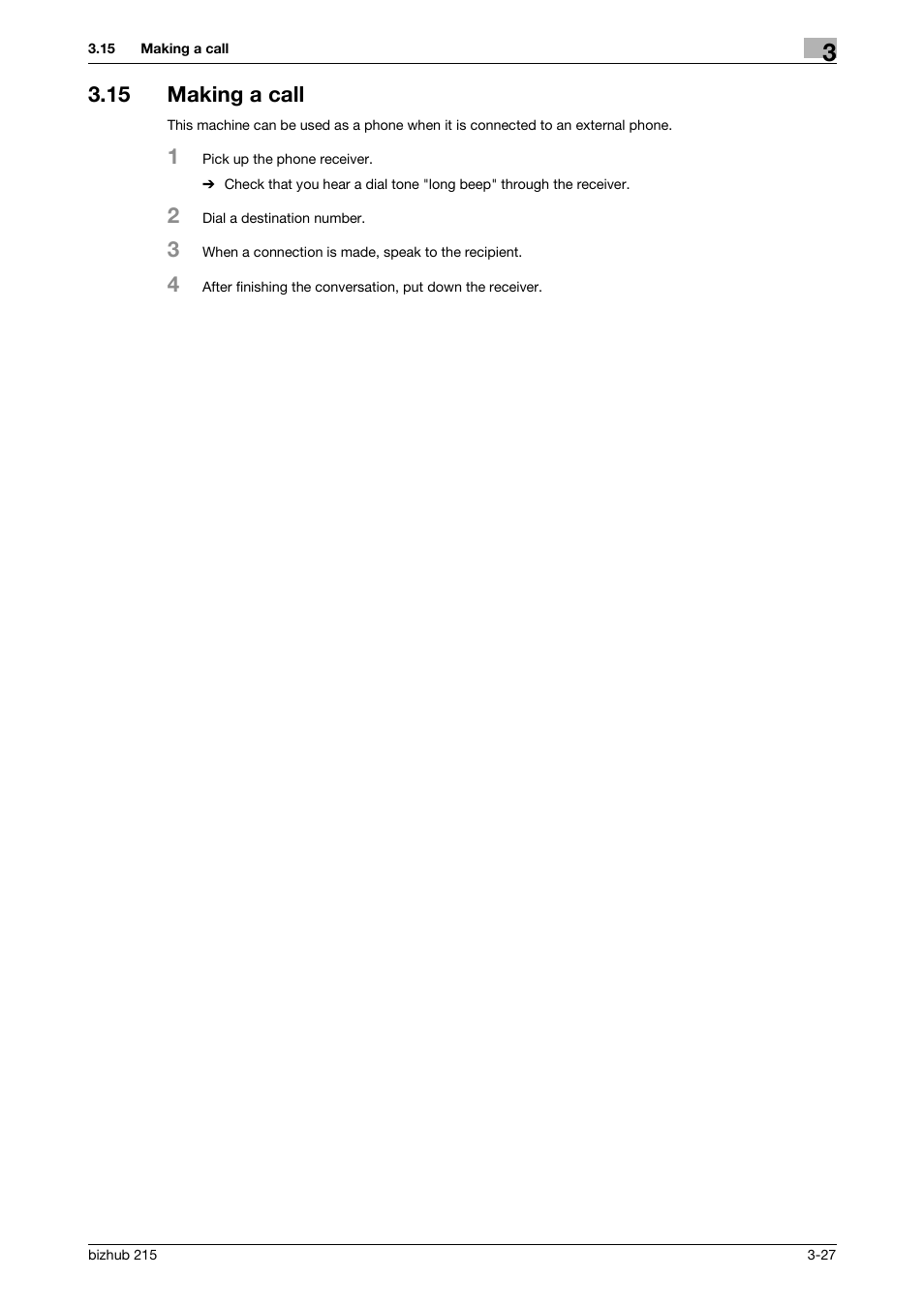 15 making a call, Making a call -27 | Konica Minolta Bizhub 215 User Manual | Page 53 / 166