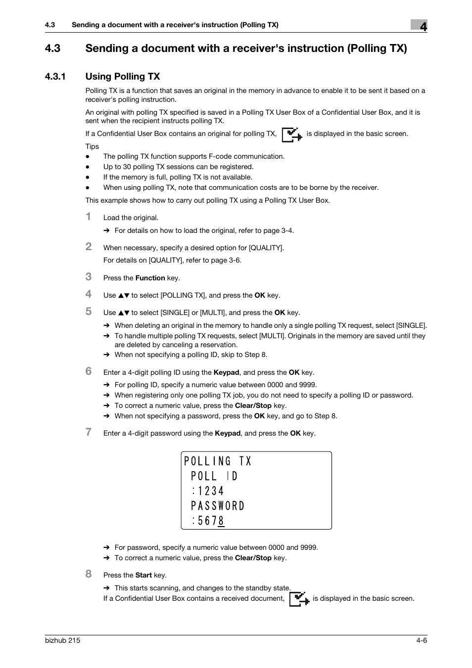 1 using polling tx, Using polling tx -6 | Konica Minolta Bizhub 215 User Manual | Page 60 / 166