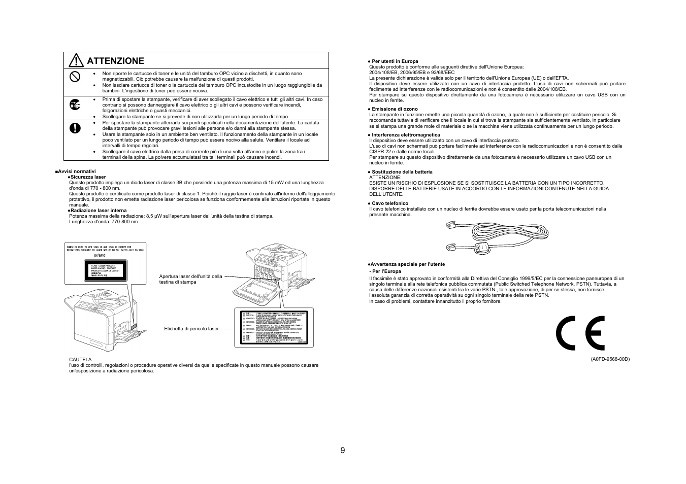Attenzione | Konica Minolta bizhub C20 User Manual | Page 10 / 43