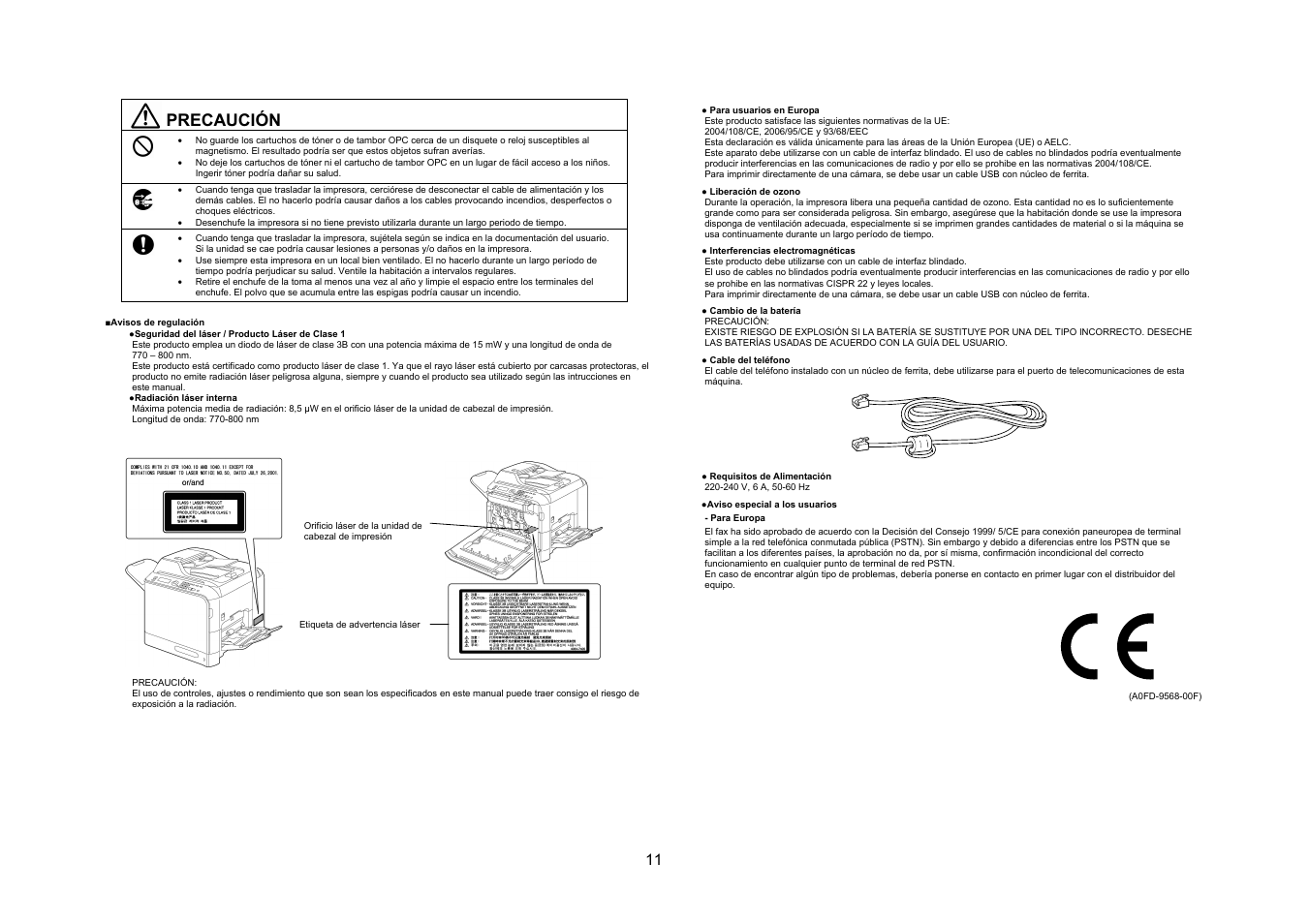 Precaución | Konica Minolta bizhub C20 User Manual | Page 12 / 43