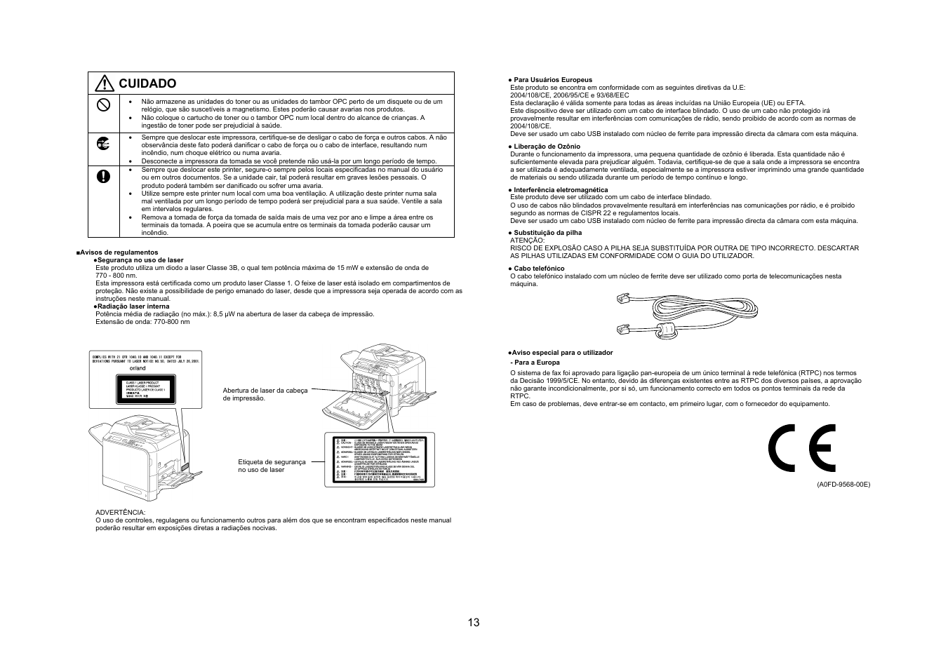 Cuidado | Konica Minolta bizhub C20 User Manual | Page 14 / 43