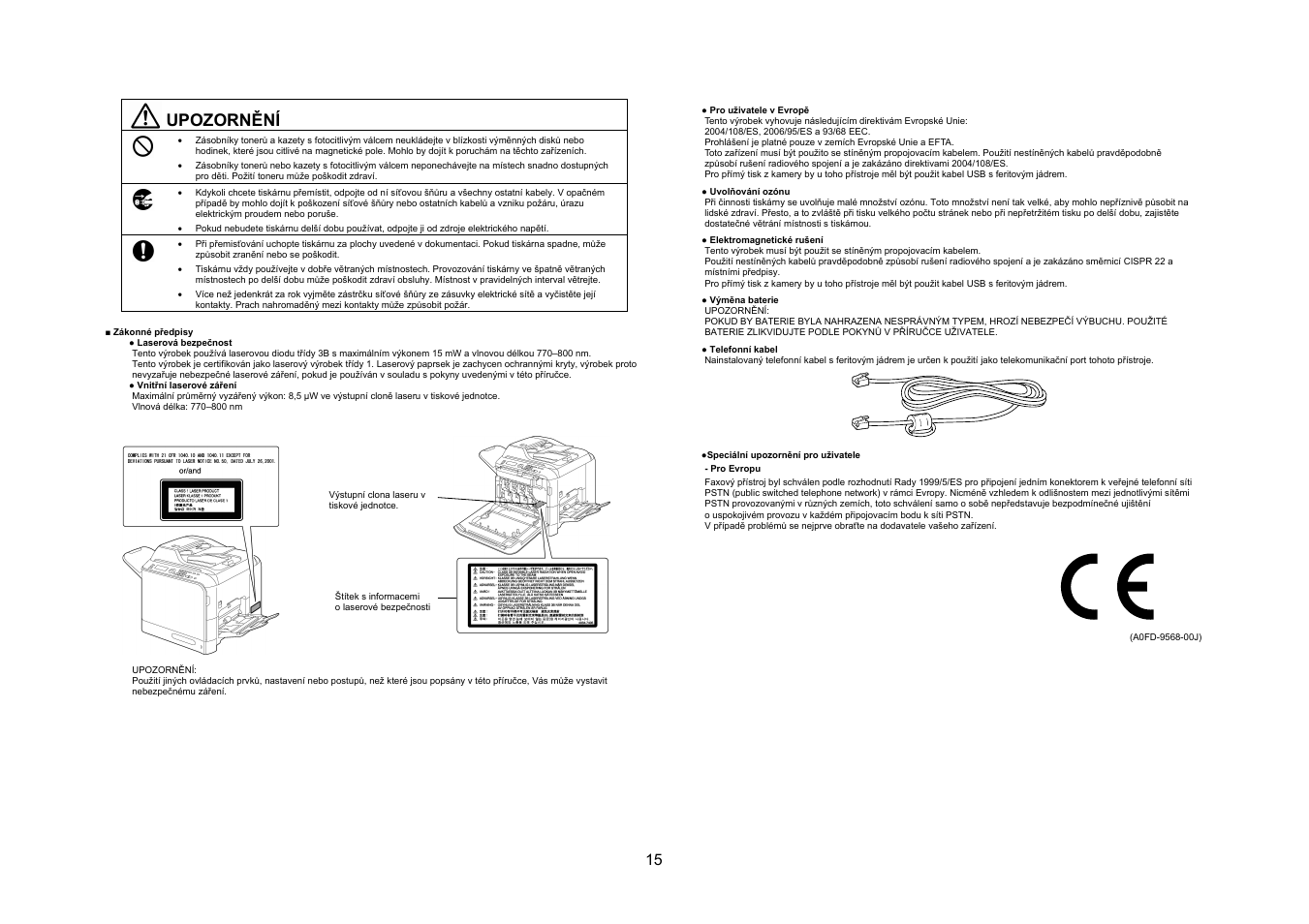 Upozornění | Konica Minolta bizhub C20 User Manual | Page 16 / 43