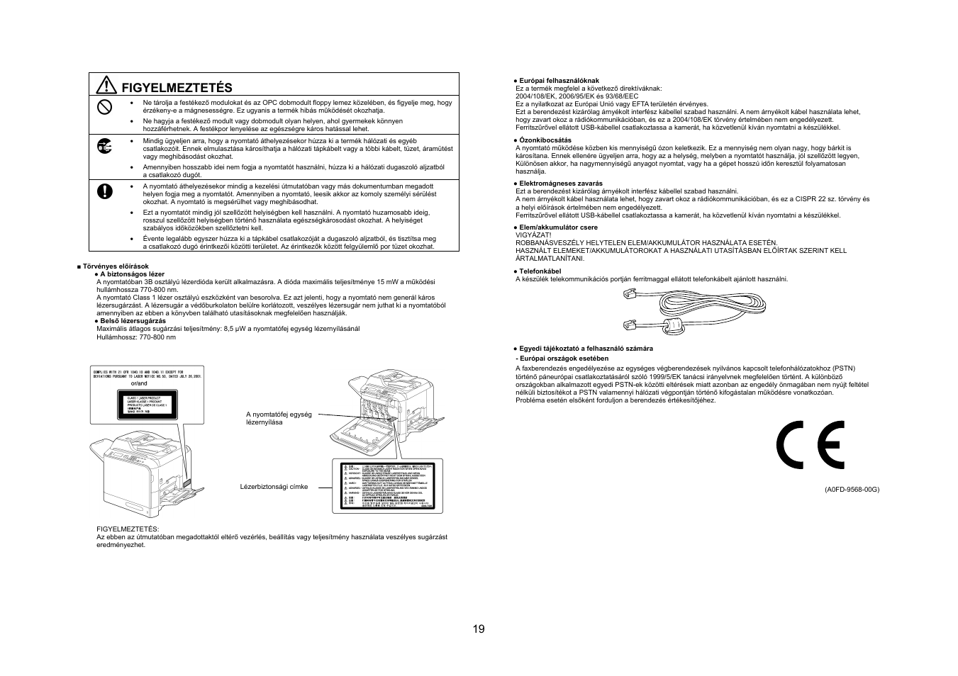 Figyelmeztetés | Konica Minolta bizhub C20 User Manual | Page 20 / 43