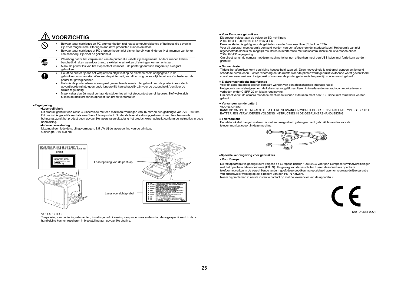 Voorzichtig | Konica Minolta bizhub C20 User Manual | Page 26 / 43