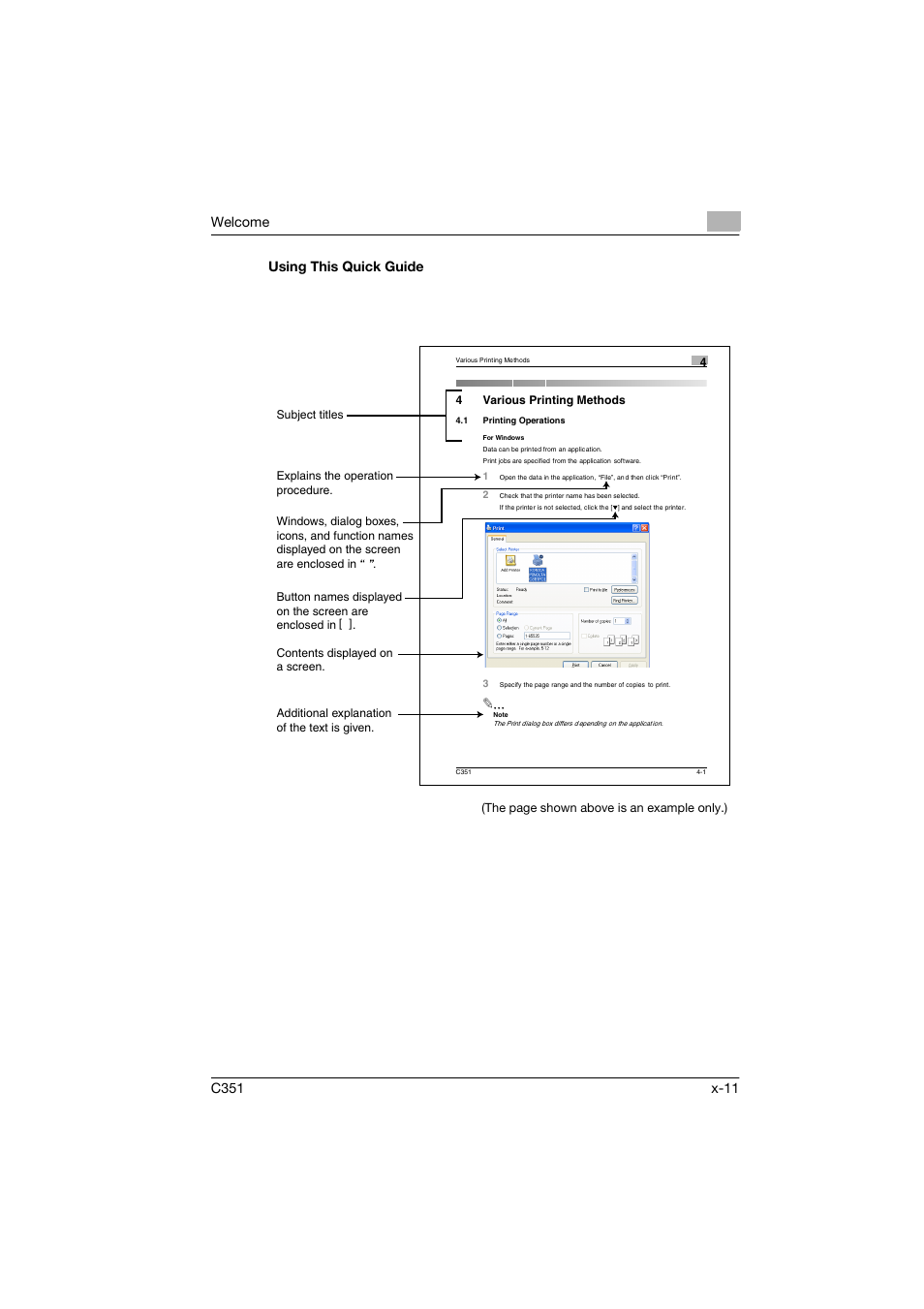 Using this quick guide | Konica Minolta BIZHUB C351 User Manual | Page 12 / 90
