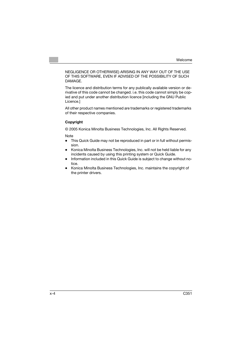 Copyright | Konica Minolta BIZHUB C351 User Manual | Page 5 / 90