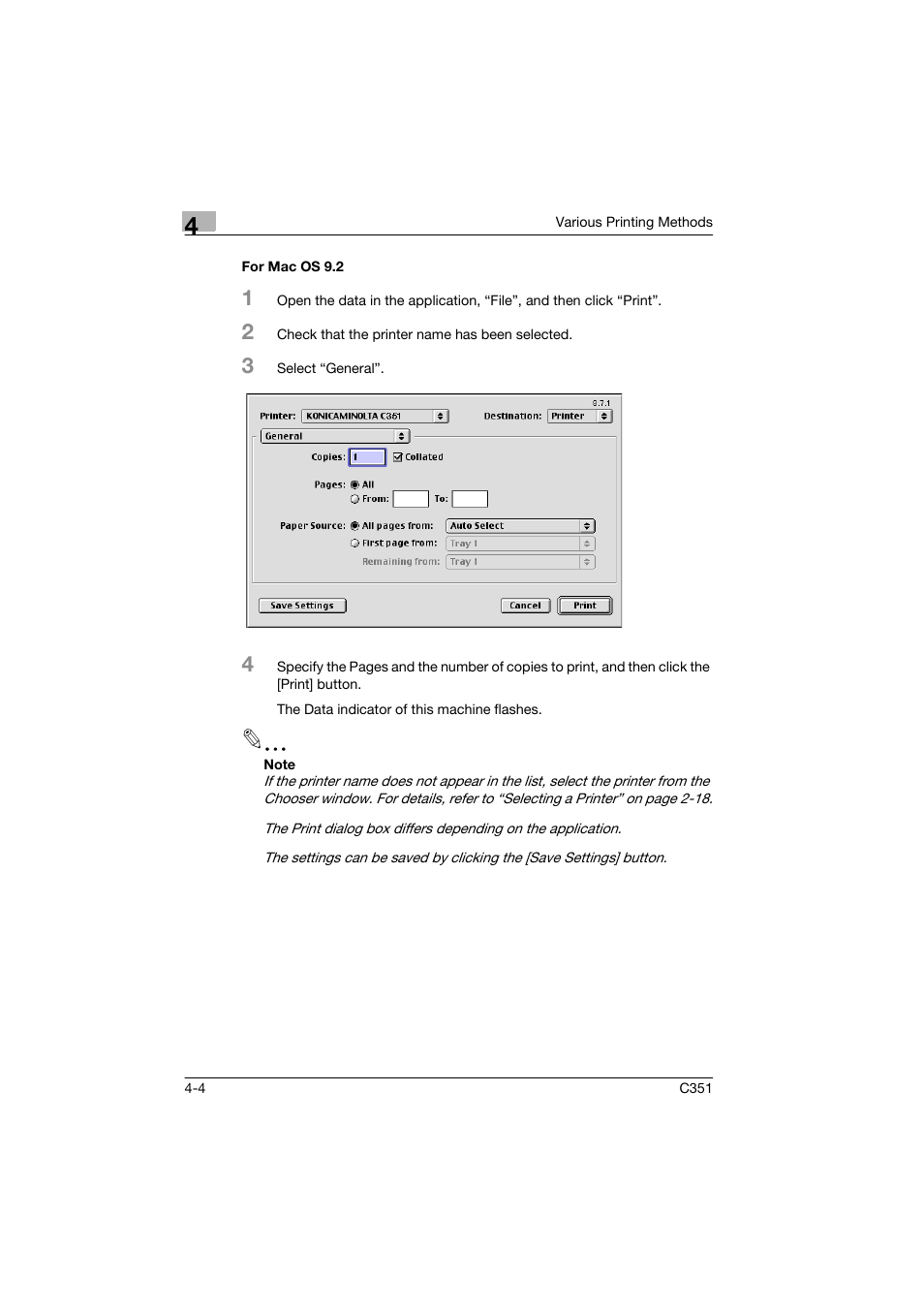 For mac os 9.2, For mac os 9.2 -4 | Konica Minolta BIZHUB C351 User Manual | Page 57 / 90