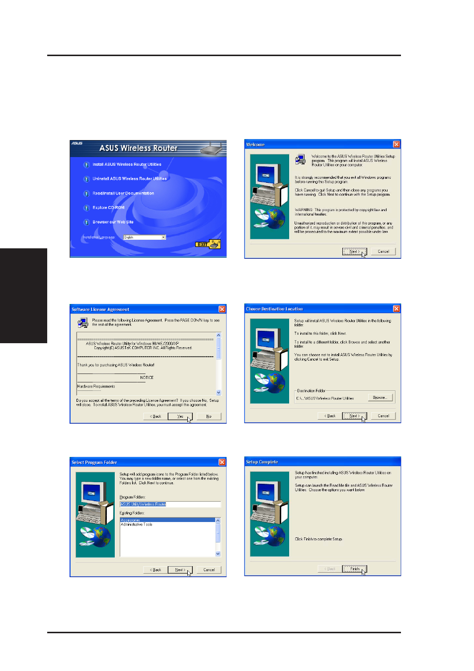 Installing the asus wireless router utilities, Chapter 3 - software configuration | Asus WL-530g User Manual | Page 22 / 73
