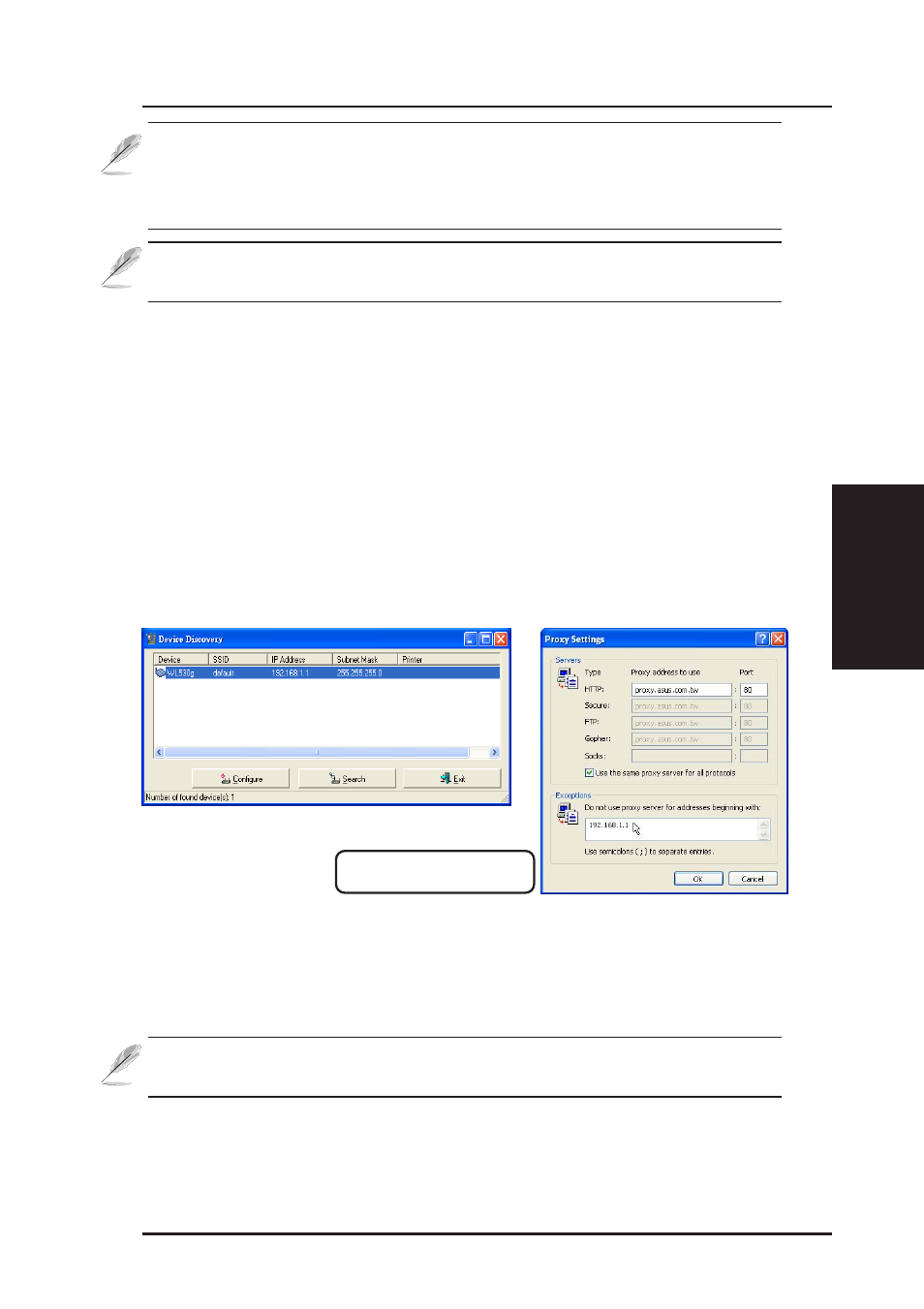 Using the wireless router for the first time, Chapter 3 - software configuration, Asus wireless router utilities | Connect to the asus wlan web manager | Asus WL-530g User Manual | Page 23 / 73