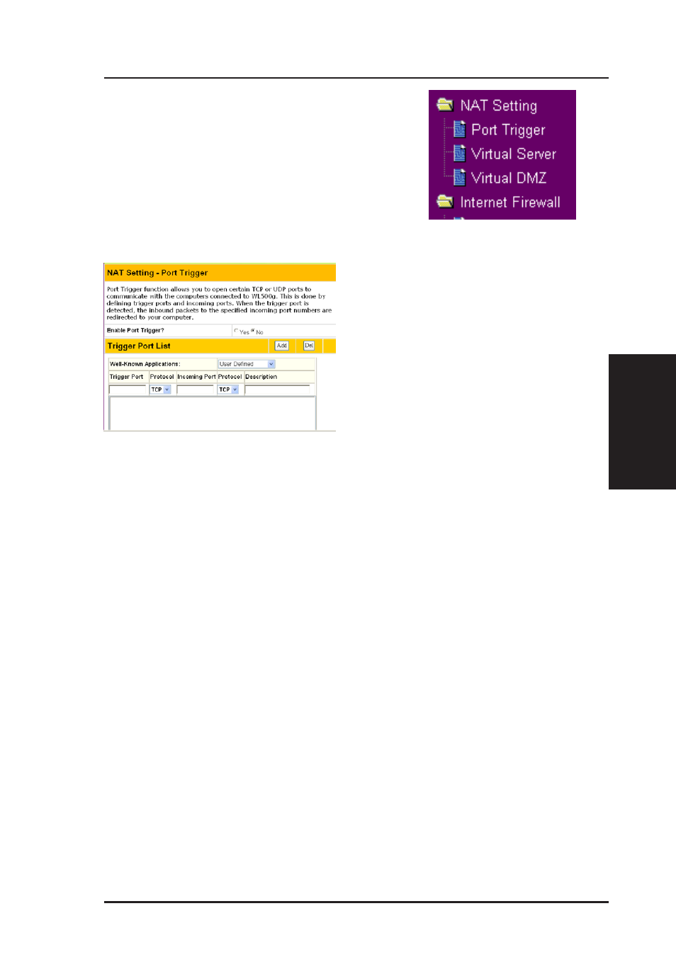 Nat setting | Asus WL-530g User Manual | Page 43 / 73