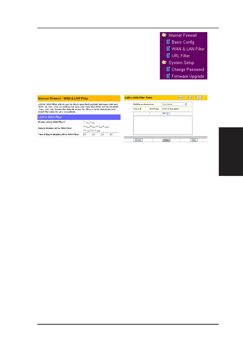 Internet firewall | Asus WL-530g User Manual | Page 47 / 73