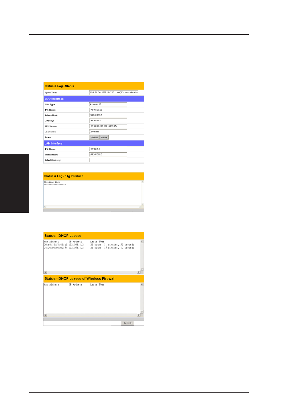 Status & log | Asus WL-530g User Manual | Page 54 / 73