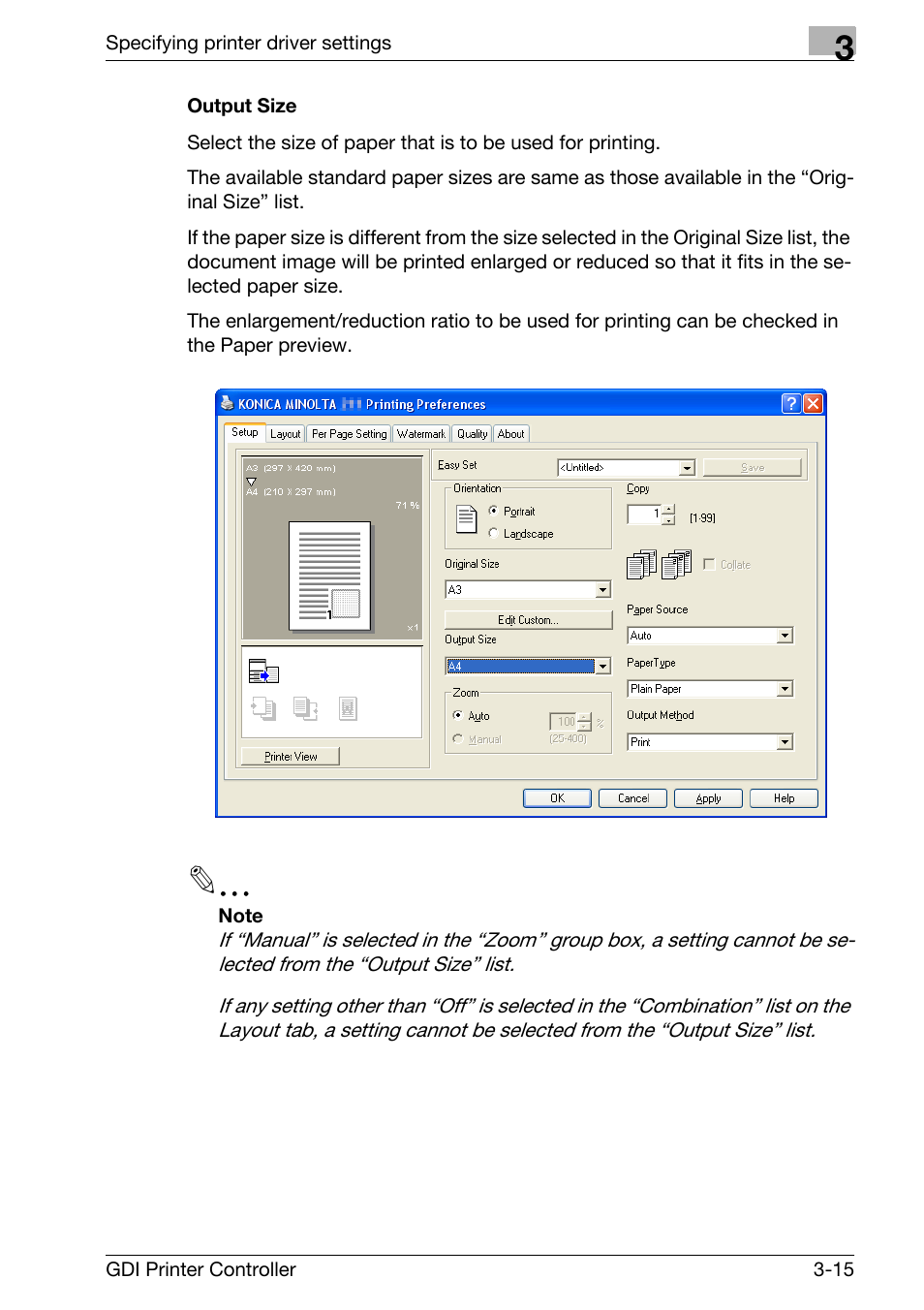 Output size, Output size -15 | Konica Minolta bizhub 181 User Manual | Page 58 / 92