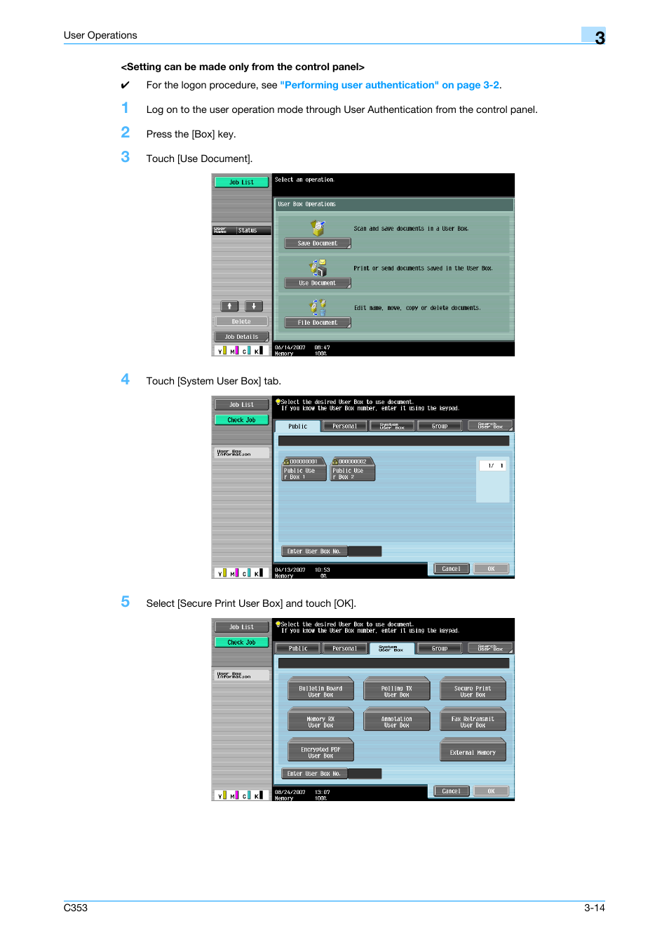 Setting can be made only from the control panel | Konica Minolta bizhub C353 User Manual | Page 129 / 186