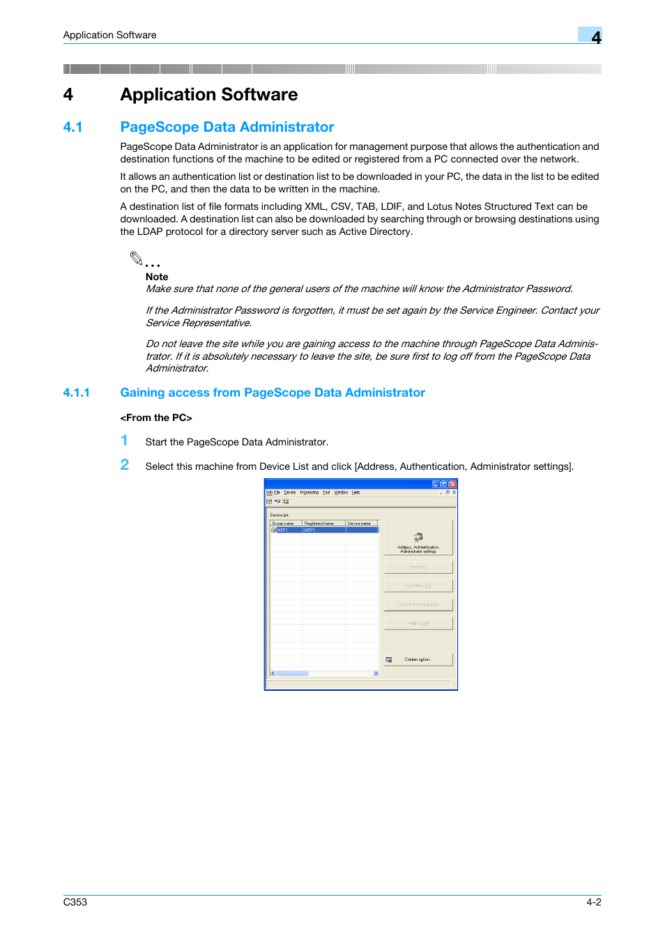 From the pc, Application software, 4application software | Konica Minolta bizhub C353 User Manual | Page 155 / 186