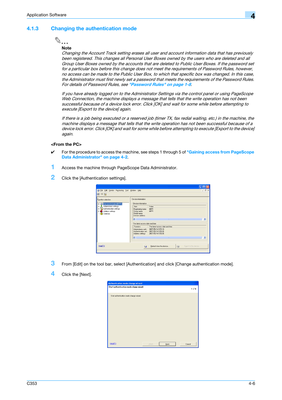 3 changing the authentication mode, From the pc | Konica Minolta bizhub C353 User Manual | Page 159 / 186