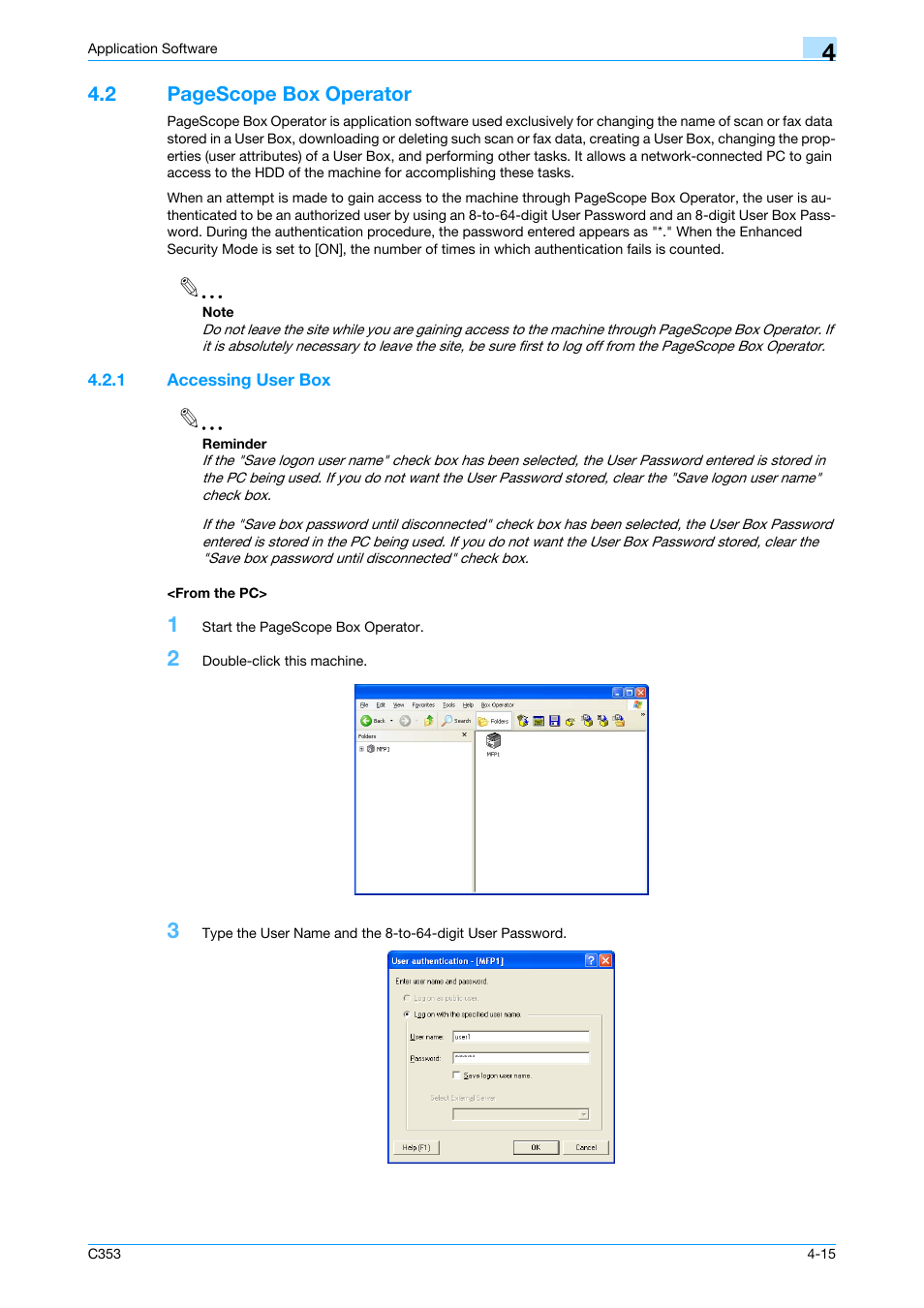 1 accessing user box, From the pc, Accessing user box -15 <from the pc> -15 | Konica Minolta bizhub C353 User Manual | Page 168 / 186