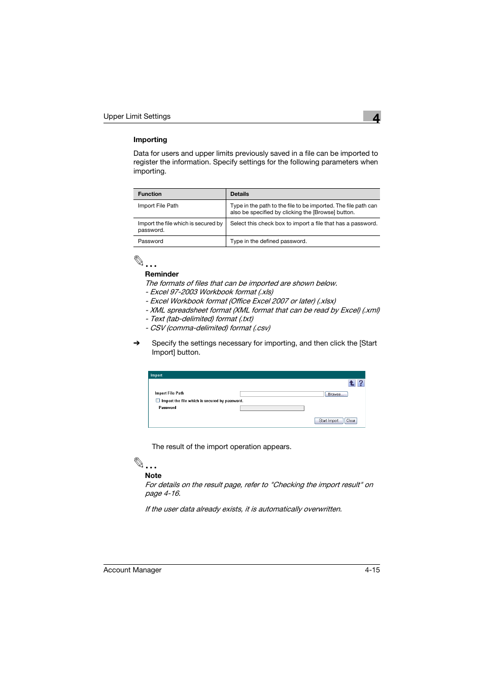 Importing, Importing -15 | Konica Minolta PageScope Enterprise Suite User Manual | Page 23 / 39