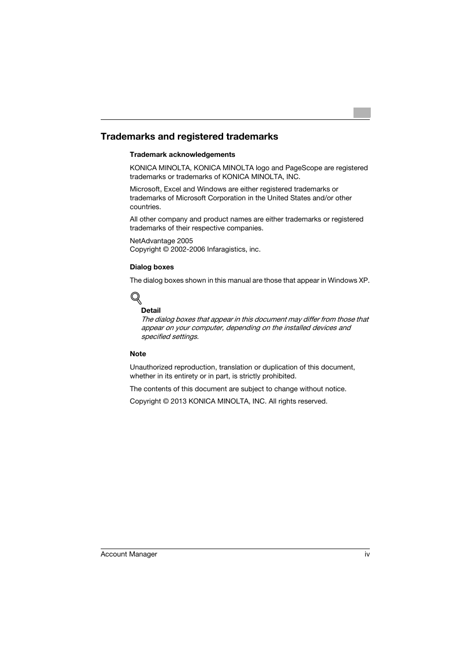 Trademarks and registered trademarks | Konica Minolta PageScope Enterprise Suite User Manual | Page 5 / 39