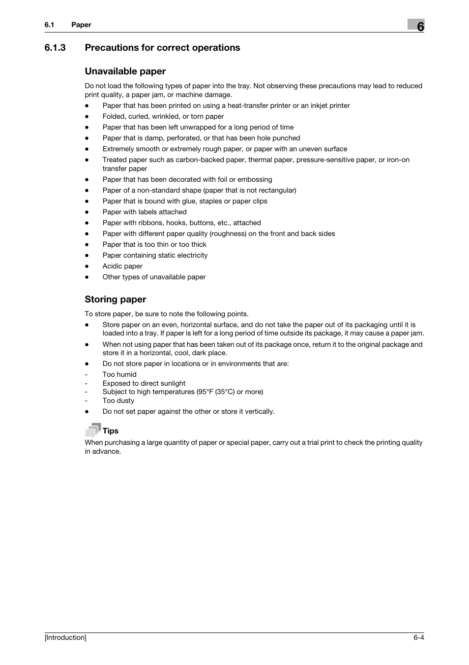 3 precautions for correct operations, Unavailable paper, Storing paper | Konica Minolta bizhub C3350 User Manual | Page 40 / 91