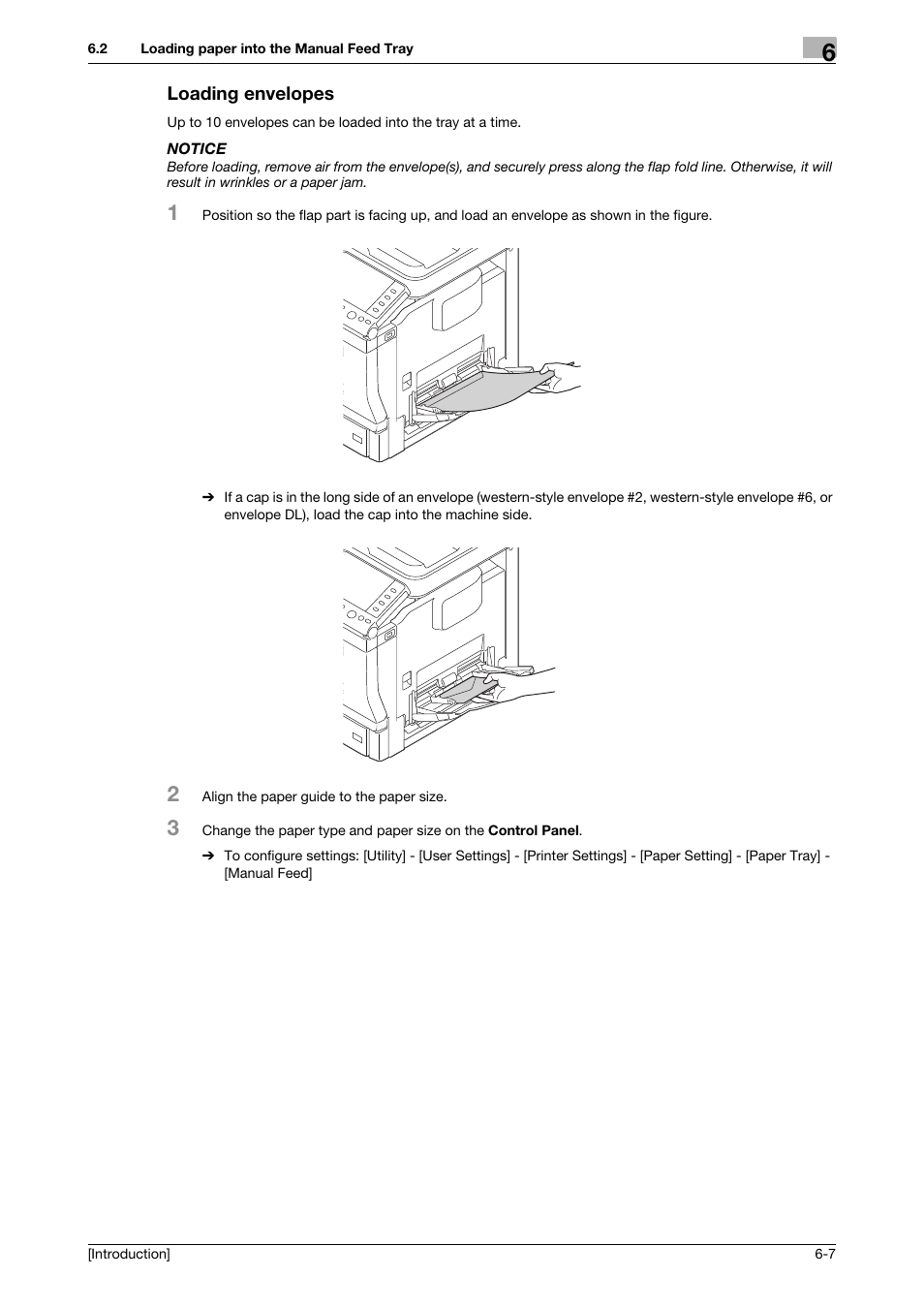 Loading envelopes, Loading envelopes -7 | Konica Minolta bizhub C3350 User Manual | Page 43 / 91