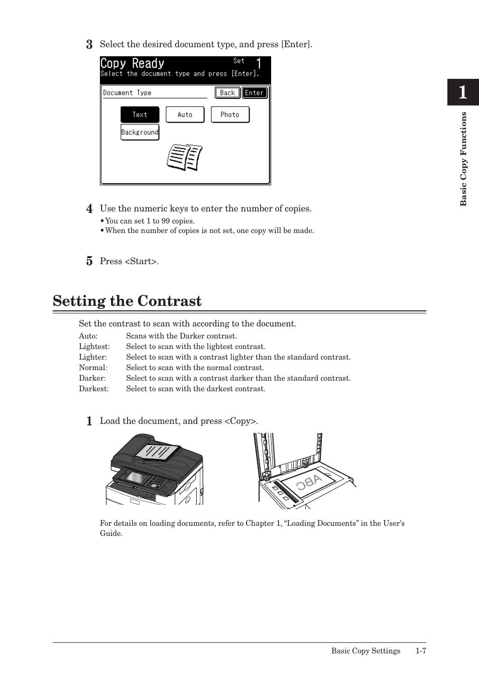 Setting the contrast, Setting the contrast -7 | Konica Minolta bizhub 25 User Manual | Page 12 / 45