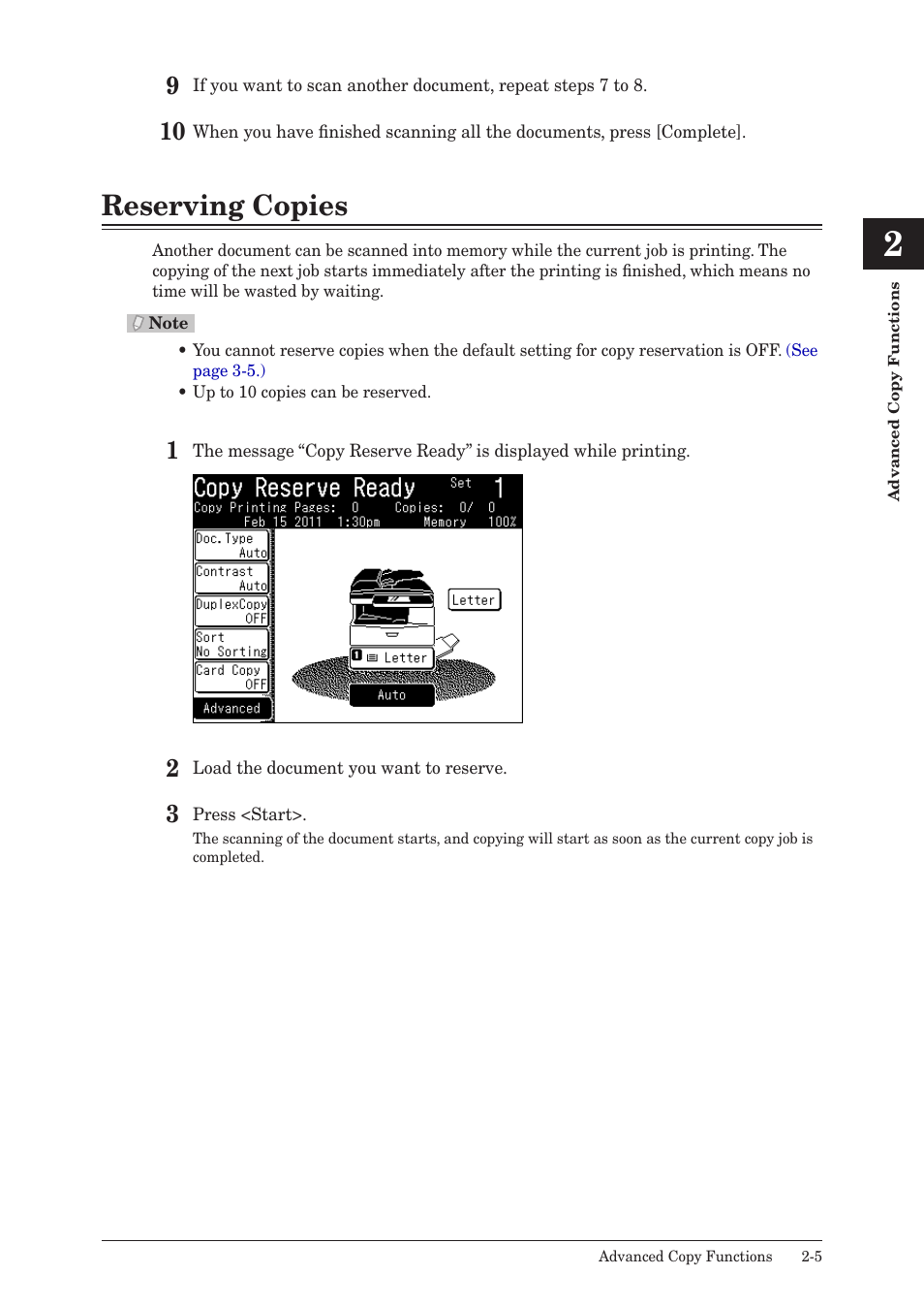 Reserving copies, Reserving copies -5 | Konica Minolta bizhub 25 User Manual | Page 22 / 45