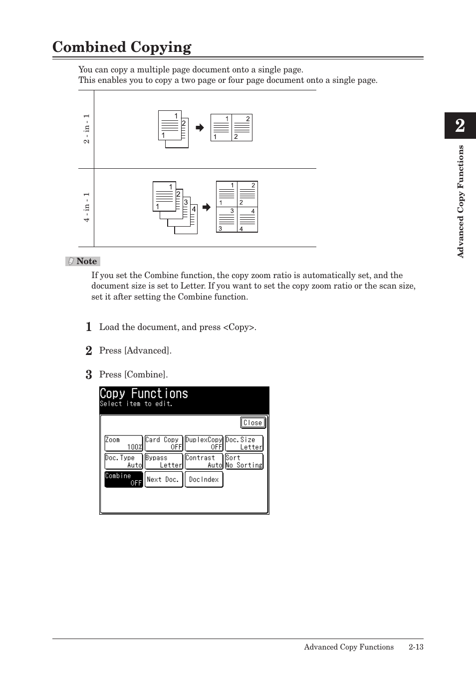 Combined copying, Combined copying -13 | Konica Minolta bizhub 25 User Manual | Page 30 / 45