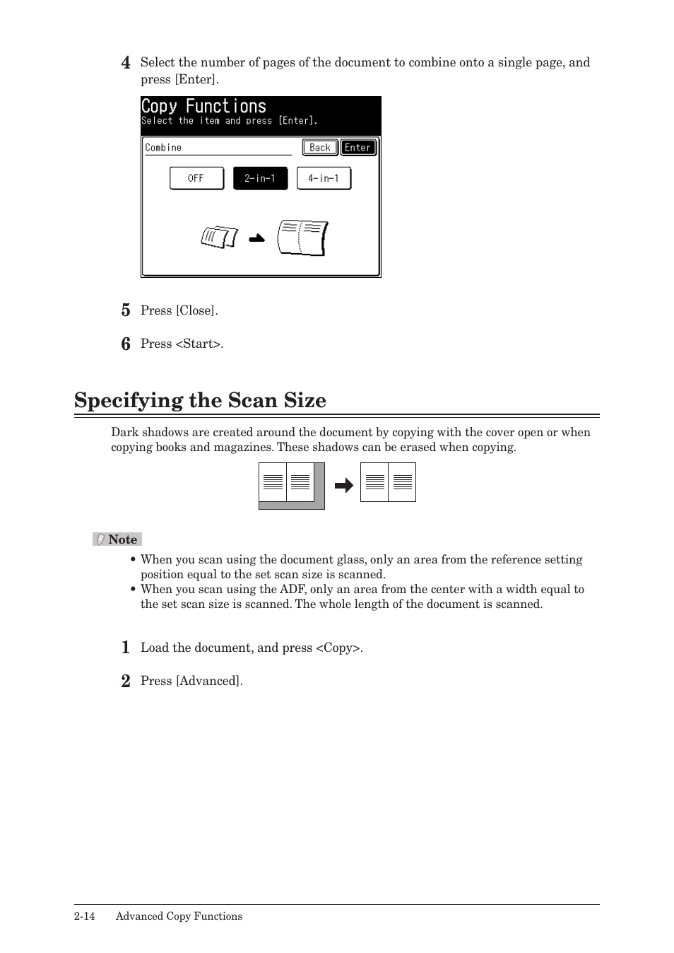 Specifying the scan size, Specifying the scan size -14 | Konica Minolta bizhub 25 User Manual | Page 31 / 45