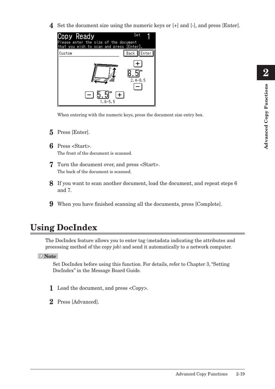 Using docindex, Using docindex -19 | Konica Minolta bizhub 25 User Manual | Page 36 / 45