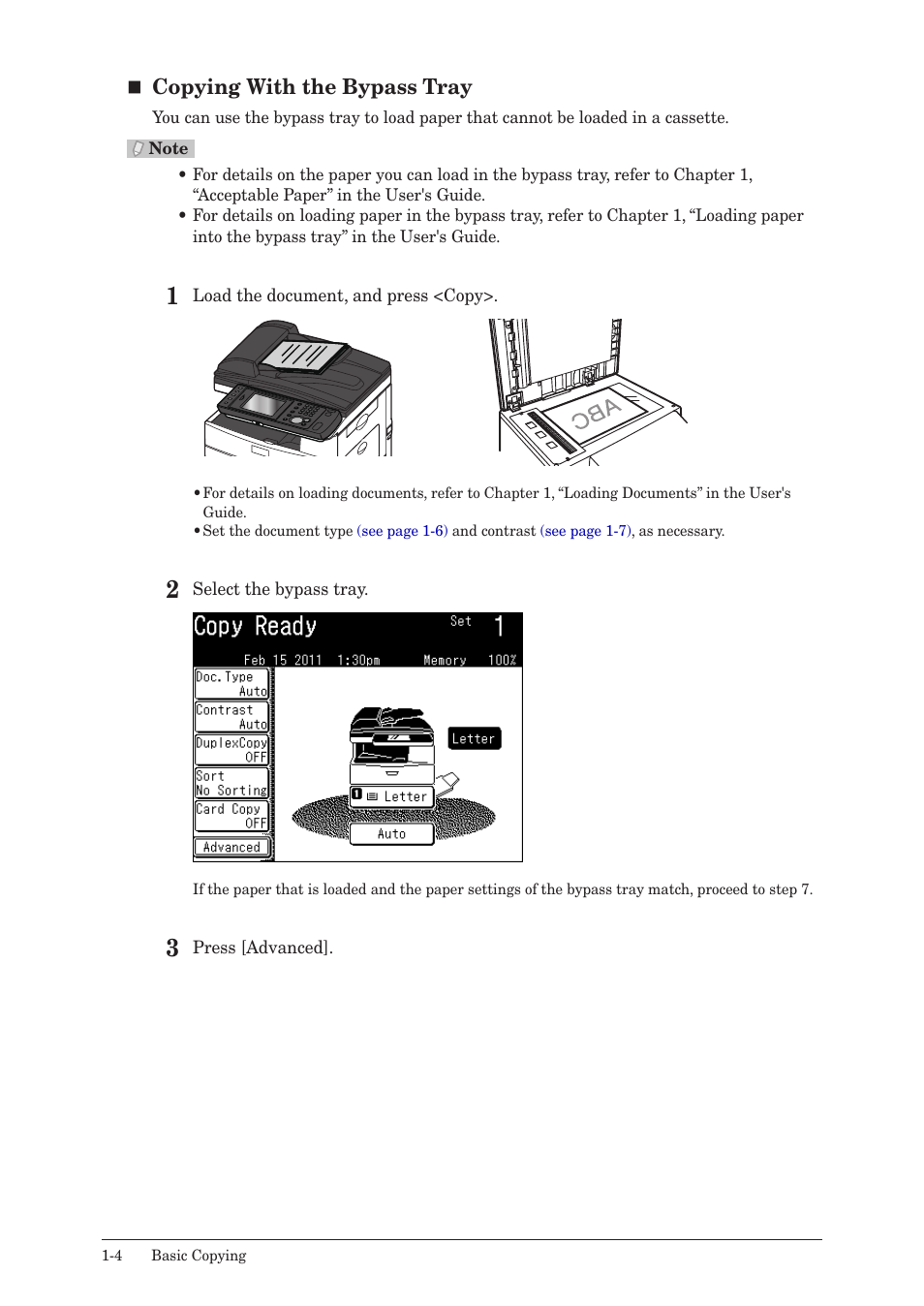 Copying with the bypass tray | Konica Minolta bizhub 25 User Manual | Page 9 / 45