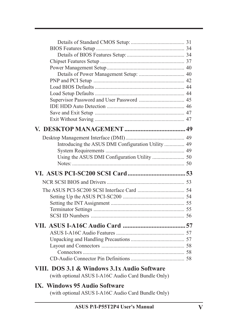 Asus P/I-P55T2P4 User Manual | Page 5 / 64