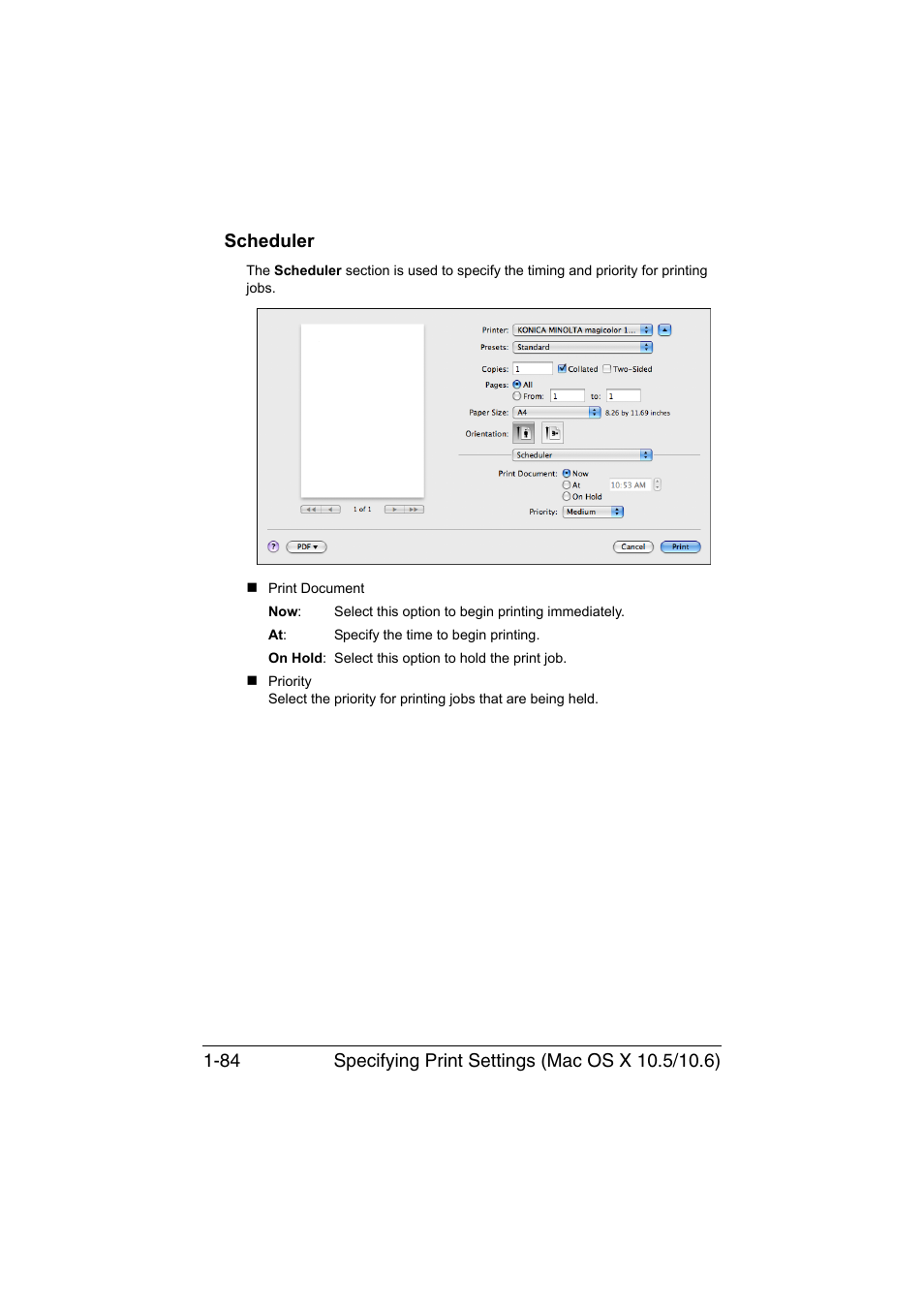 Scheduler, Scheduler -84 | Konica Minolta magicolor 1690MF User Manual | Page 107 / 325