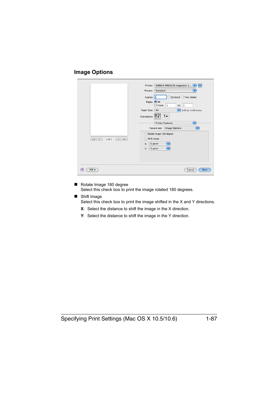 Image options, Image options -87 | Konica Minolta magicolor 1690MF User Manual | Page 110 / 325