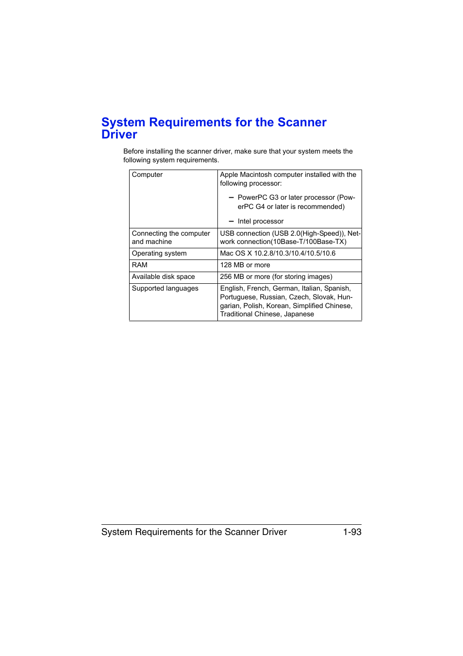 System requirements for the scanner driver, System requirements for the scanner driver -93 | Konica Minolta magicolor 1690MF User Manual | Page 116 / 325