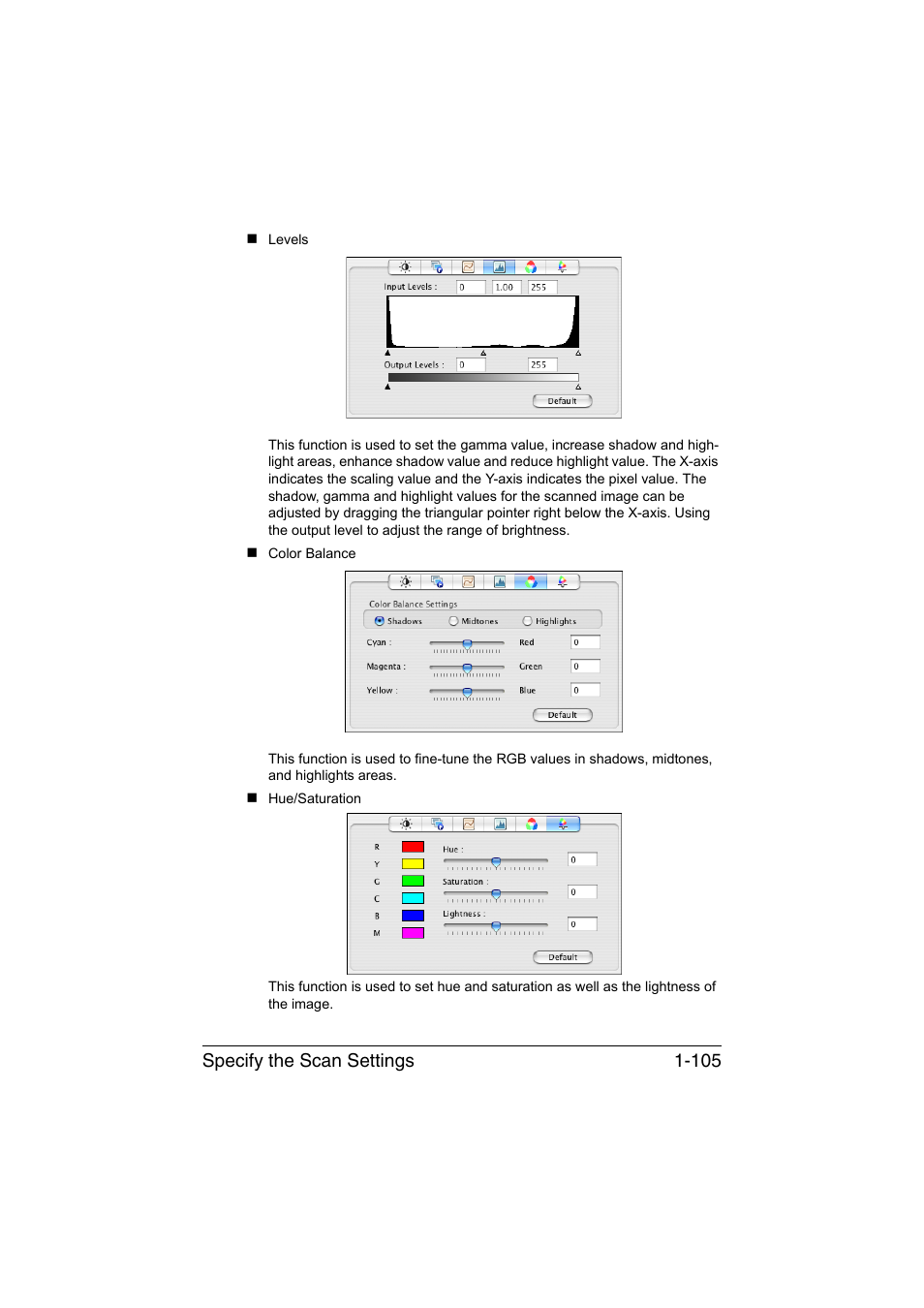 Specify the scan settings 1-105 | Konica Minolta magicolor 1690MF User Manual | Page 128 / 325