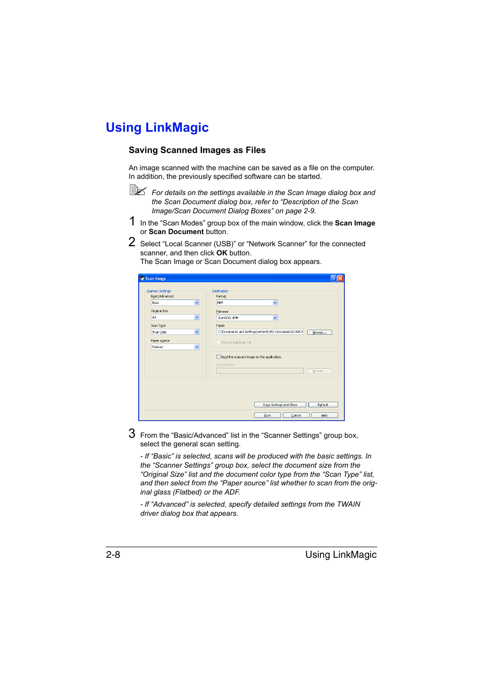 Using linkmagic, Saving scanned images as files, Using linkmagic -8 | Saving scanned images as files -8 | Konica Minolta magicolor 1690MF User Manual | Page 139 / 325