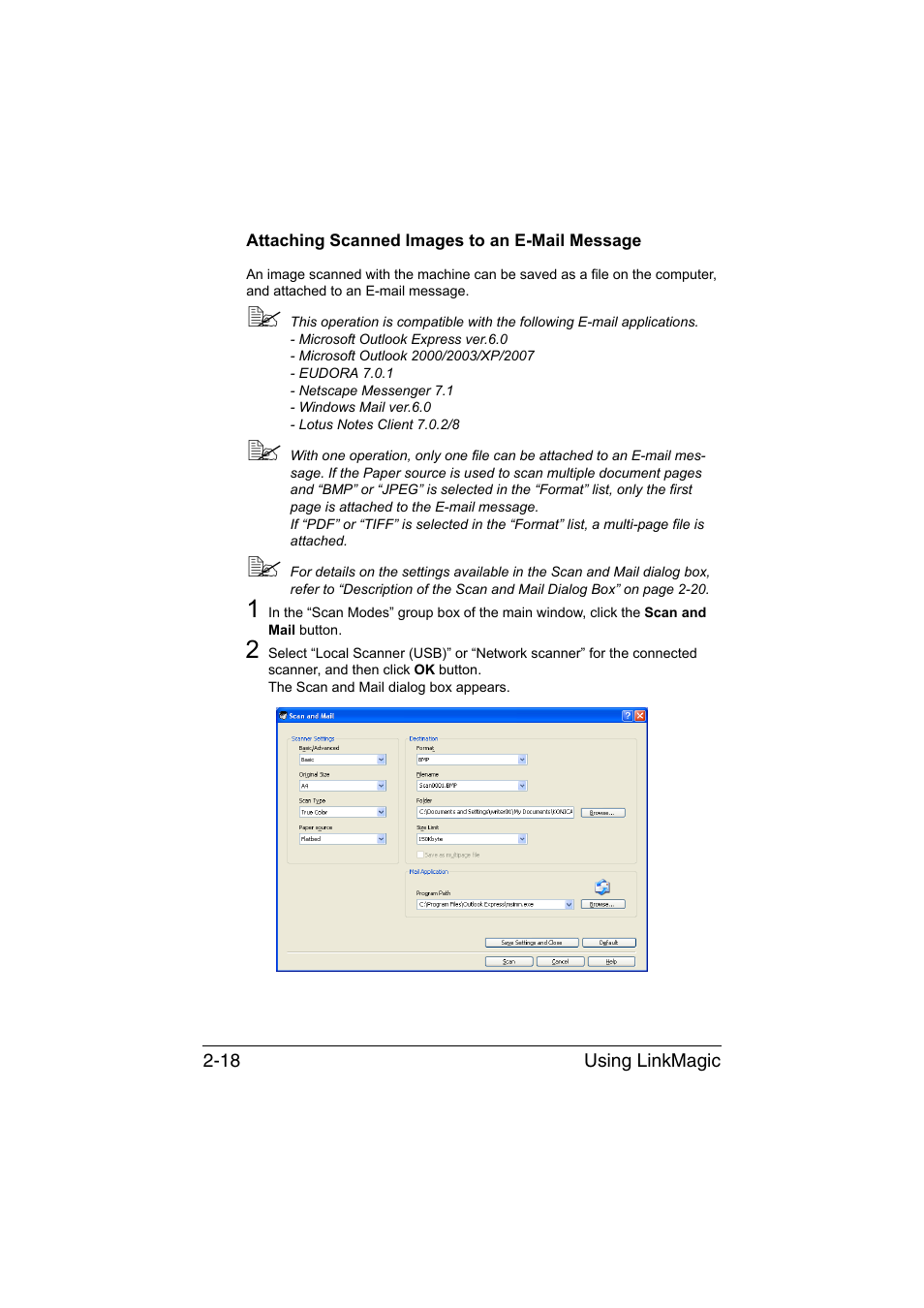 Attaching scanned images to an e-mail message, Attaching scanned images to an e-mail message -18 | Konica Minolta magicolor 1690MF User Manual | Page 149 / 325