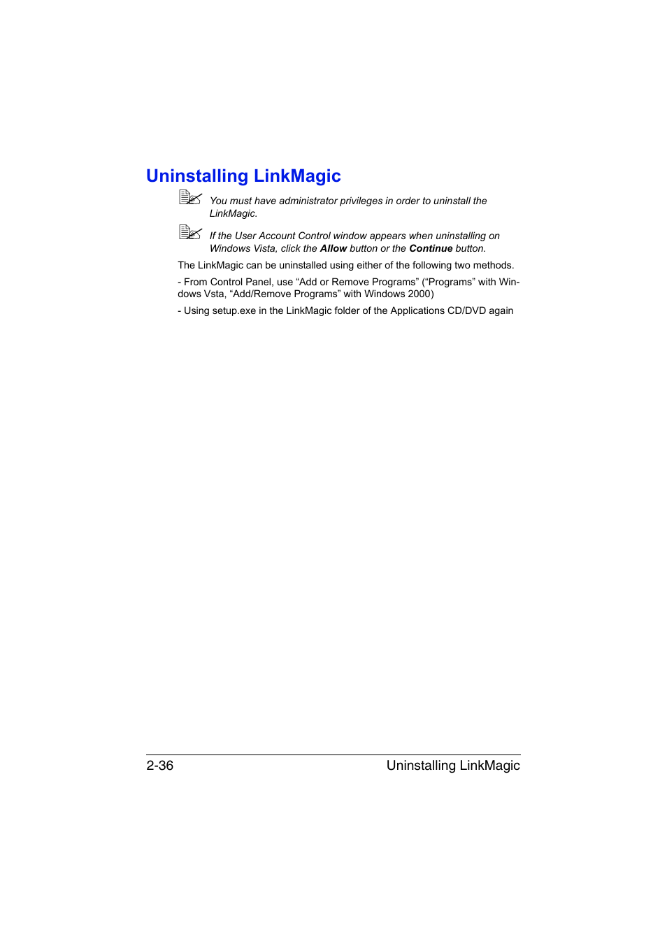 Uninstalling linkmagic, Uninstalling linkmagic -36 | Konica Minolta magicolor 1690MF User Manual | Page 167 / 325