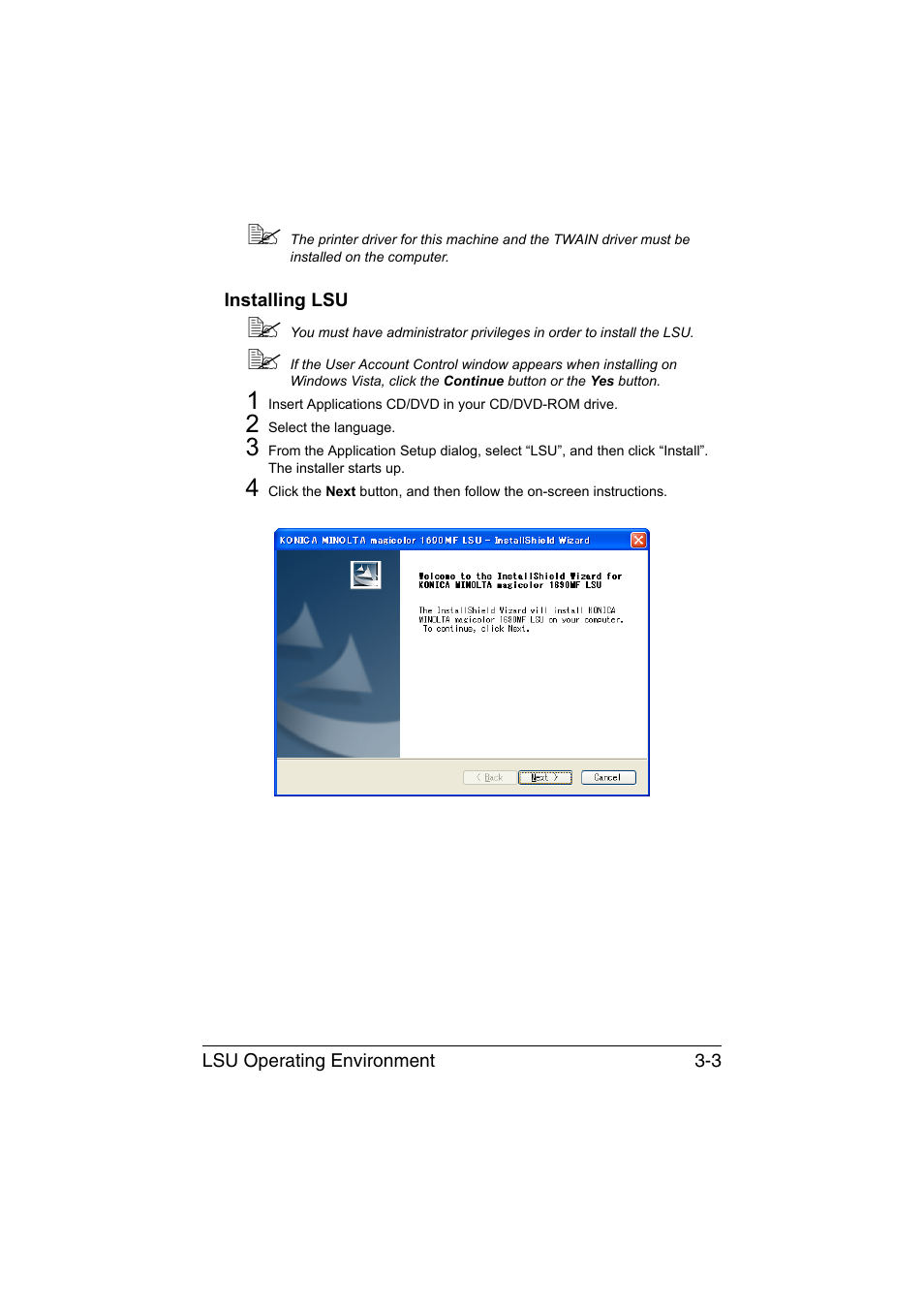 Installing lsu, Installing lsu -3 | Konica Minolta magicolor 1690MF User Manual | Page 172 / 325