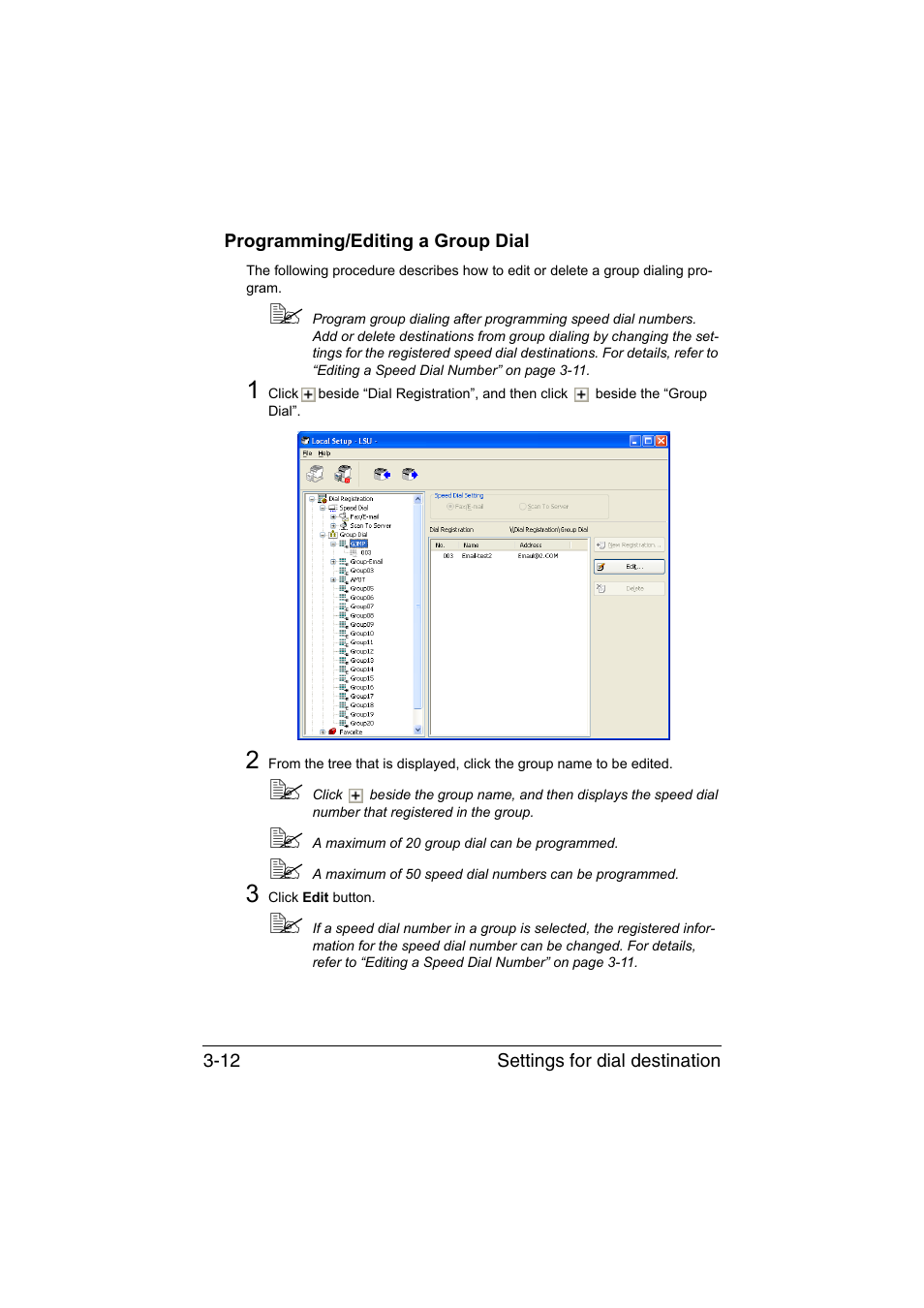 Programming/editing a group dial, Programming/editing a group dial -12 | Konica Minolta magicolor 1690MF User Manual | Page 181 / 325