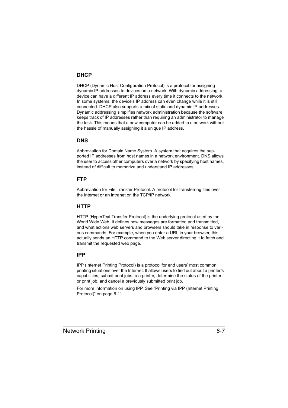 Dhcp, Http, Dhcp -7 dns -7 ftp -7 http -7 ipp -7 | Konica Minolta magicolor 1690MF User Manual | Page 210 / 325