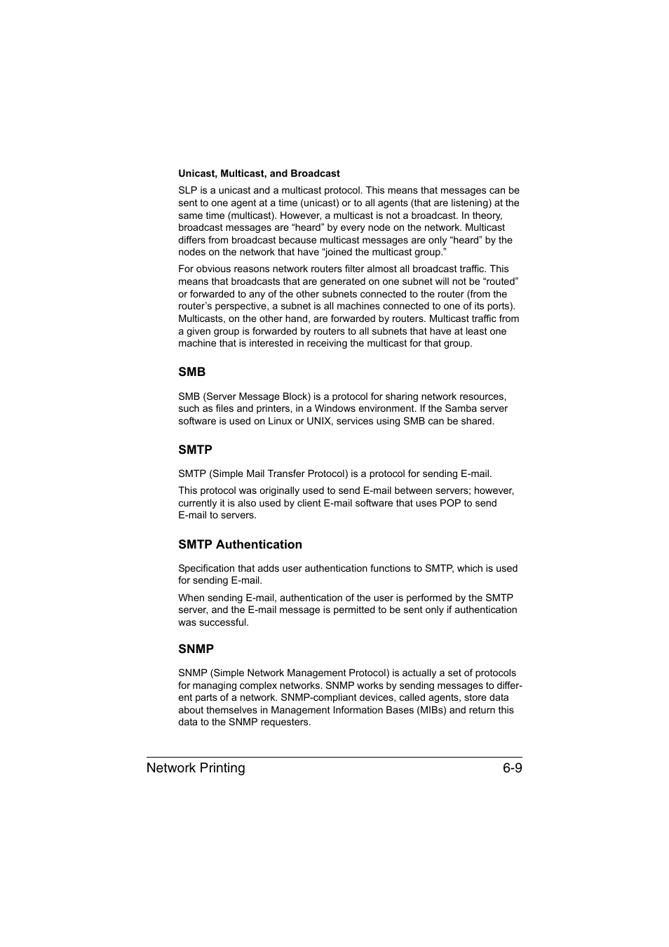 Smtp, Smtp authentication, Snmp | Smb -9 smtp -9 smtp authentication -9 snmp -9 | Konica Minolta magicolor 1690MF User Manual | Page 212 / 325