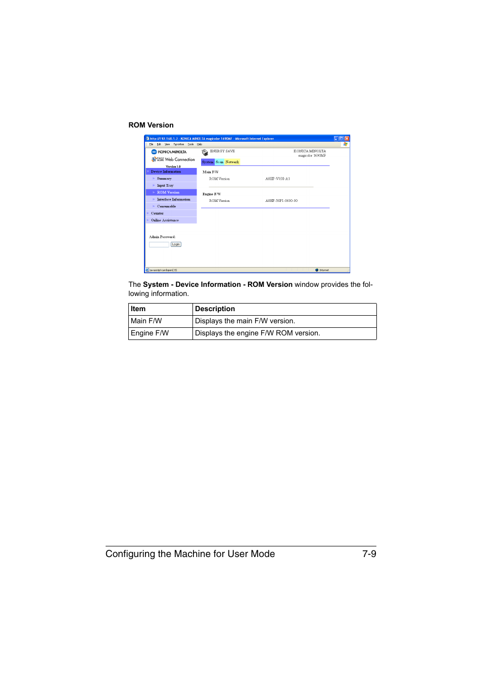 Configuring the machine for user mode 7-9 | Konica Minolta magicolor 1690MF User Manual | Page 230 / 325